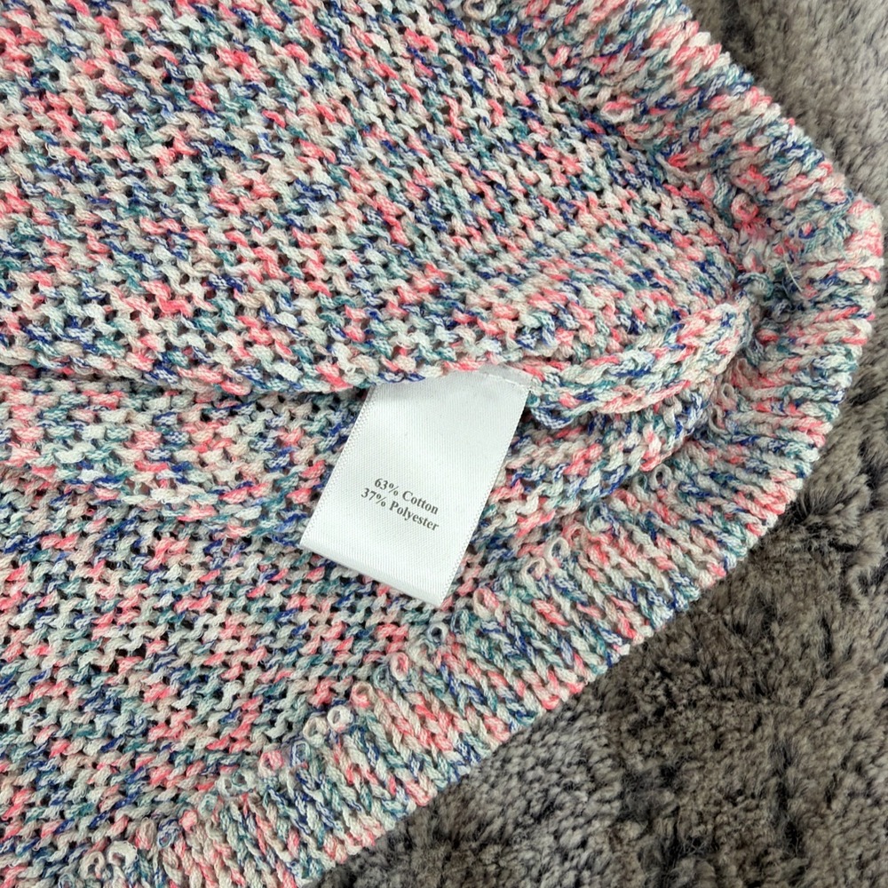 Vtg Norm Thompson Sweater Shirt Women's Lg Knit Pullover Top Stretch Pink Blue - Picture 7 of 9